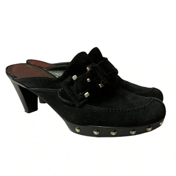 Stuart Weitzman Black Studded Clogs Boho Suede Size‎ 7 - Picture 1 of 11